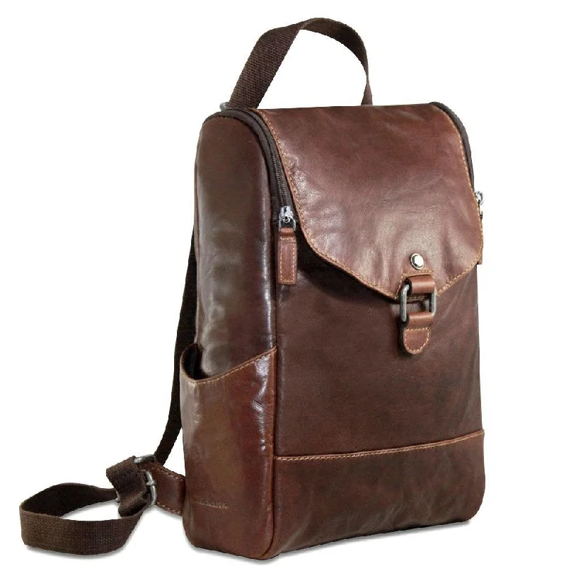 Crossbody trendy for men-Jack Georges Voyager Collection Convertible Crossbody Backpack Brown