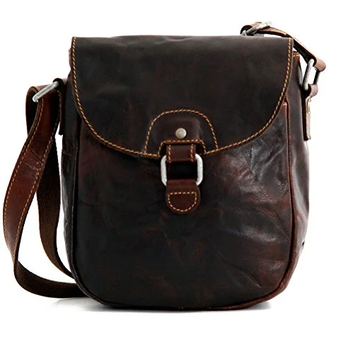 Crossbody bag for office wear-Jack Georges Voyager Horseshoe Crossbody Bag, Leather Shoulder Bag In Brown