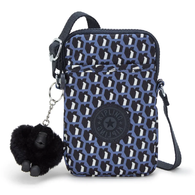 Crossbody for trendy streetwear-Kipling Tally Printed Crossbody Phone Bag - 3D K Blue