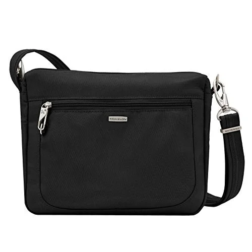 Crossbody comfortable to carry-Travelon Anti-Theft Classic Small E/W Crossbody Bag, Black