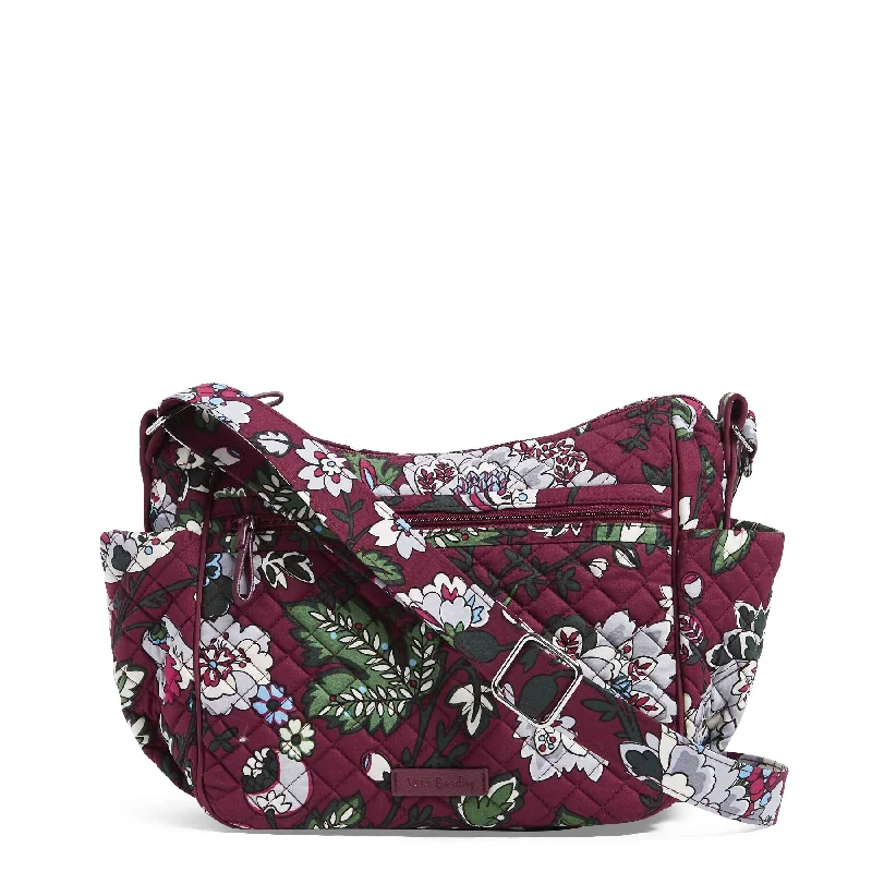 Crossbody for winter-Vera Bradley Women's Signature Cotton On the Go Crossbody Purse, Bordeaux Blooms, One Size